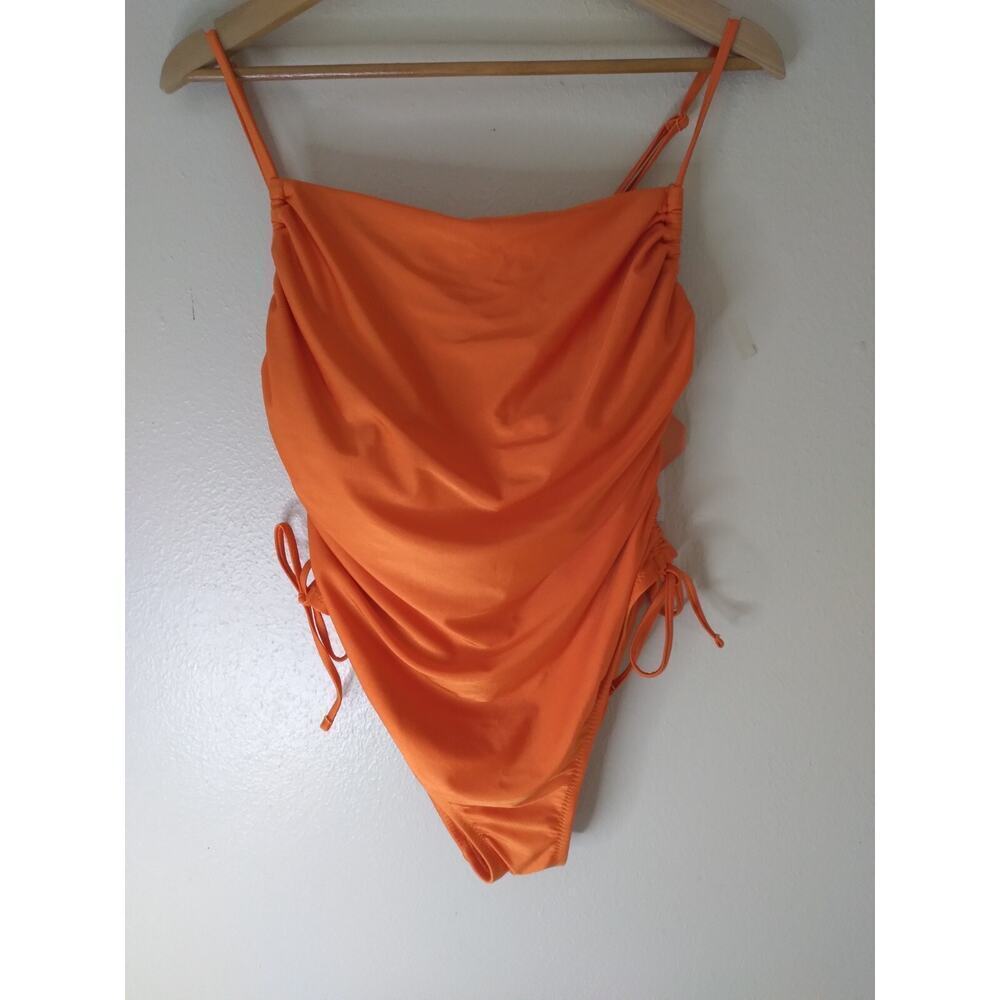 Noel 1 Pc. Swimsuit Orange Lace Up Sides Sz XL 16 Cheeky Beach Vacation